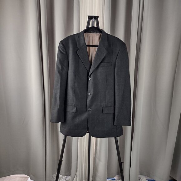 Perry Ellis Other - Perry Ellis Portfolio Dark Gray, W Blue Pinstripe 100% Wool Suit Jacket Size 40R